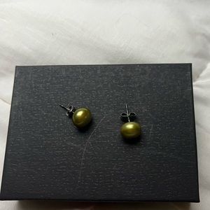 green pearl earrings